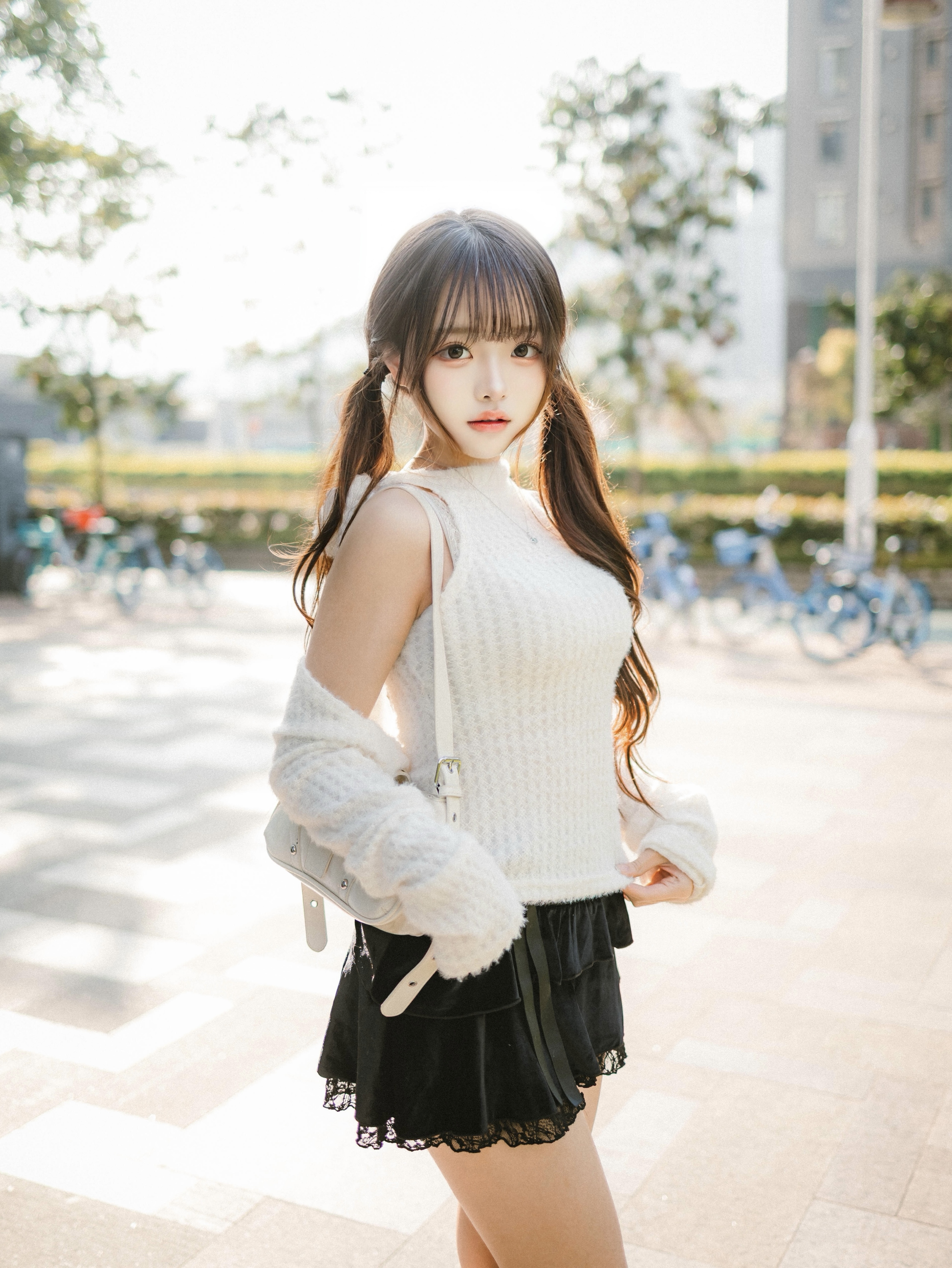 (絲絨Ver.) 優雅芭蕾綁帶蝴蝶結裙褲