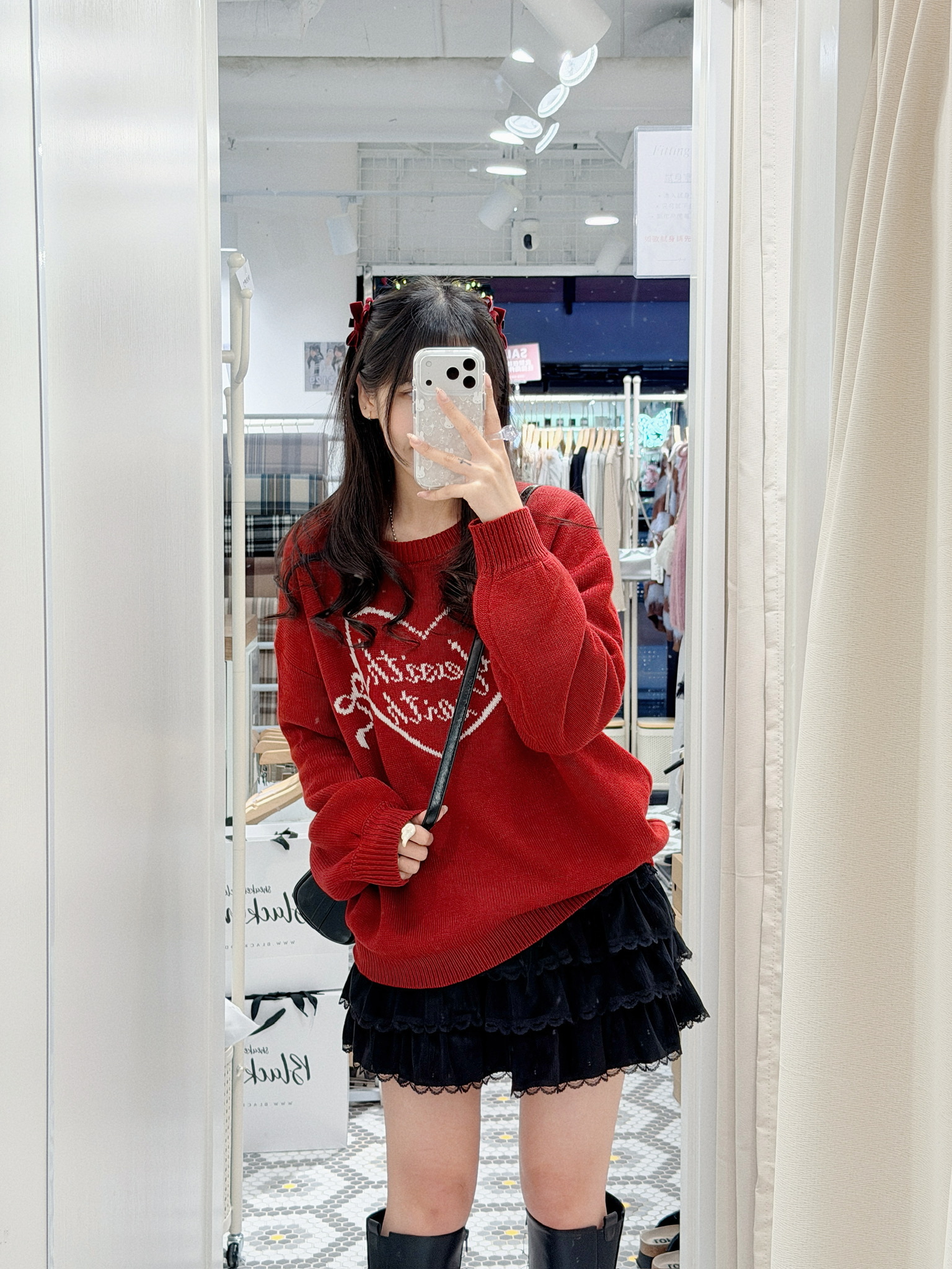 （停產） JP1132｜聖誕必備心心針織oversize上衣⋆₊✧⁺𓏲🌲