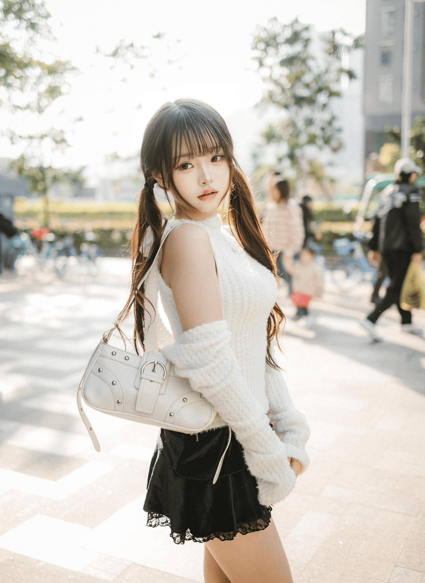 暗格紋粗頸帶掛頸Top Set