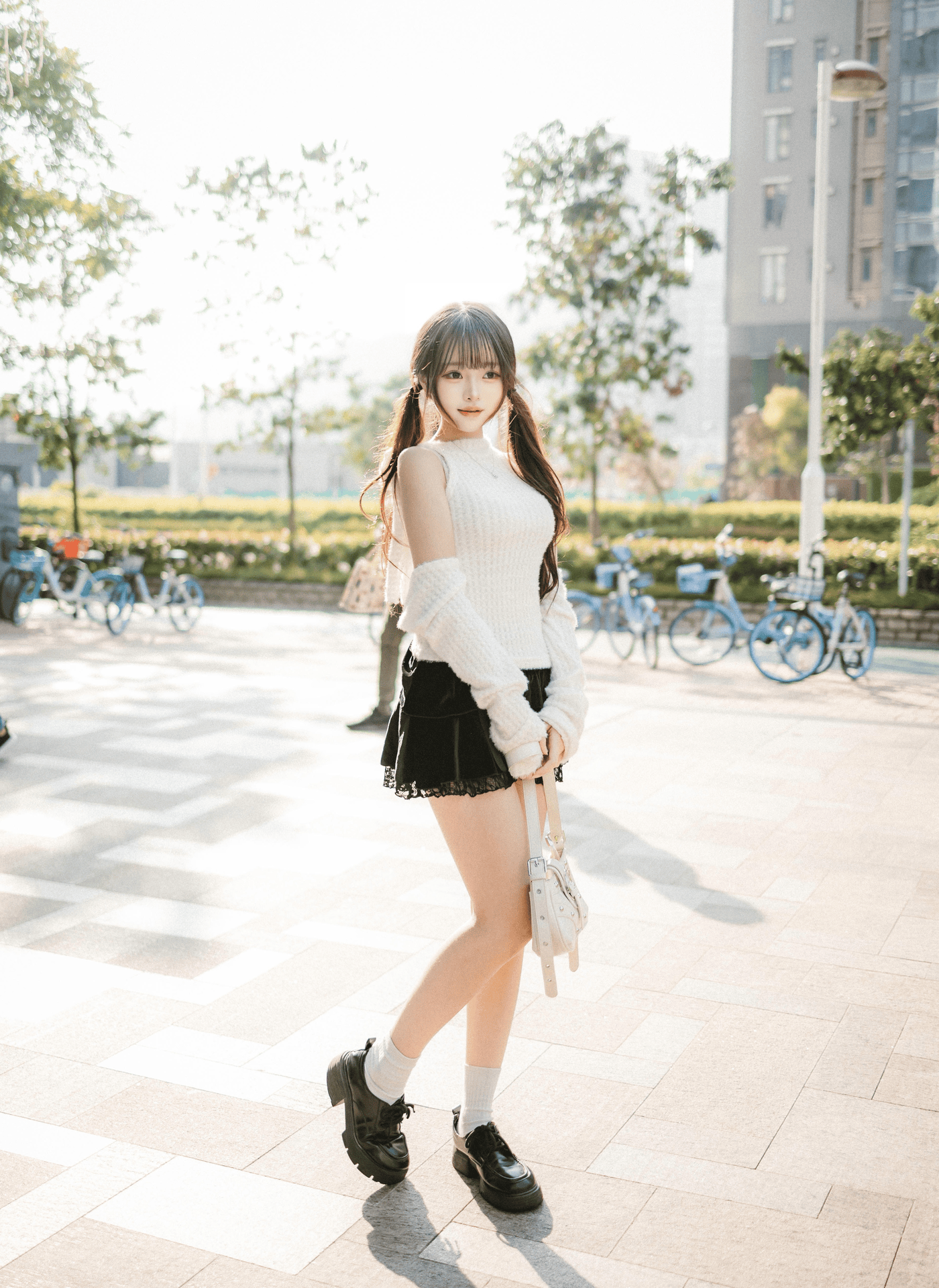 (絲絨Ver.) 優雅芭蕾綁帶蝴蝶結裙褲