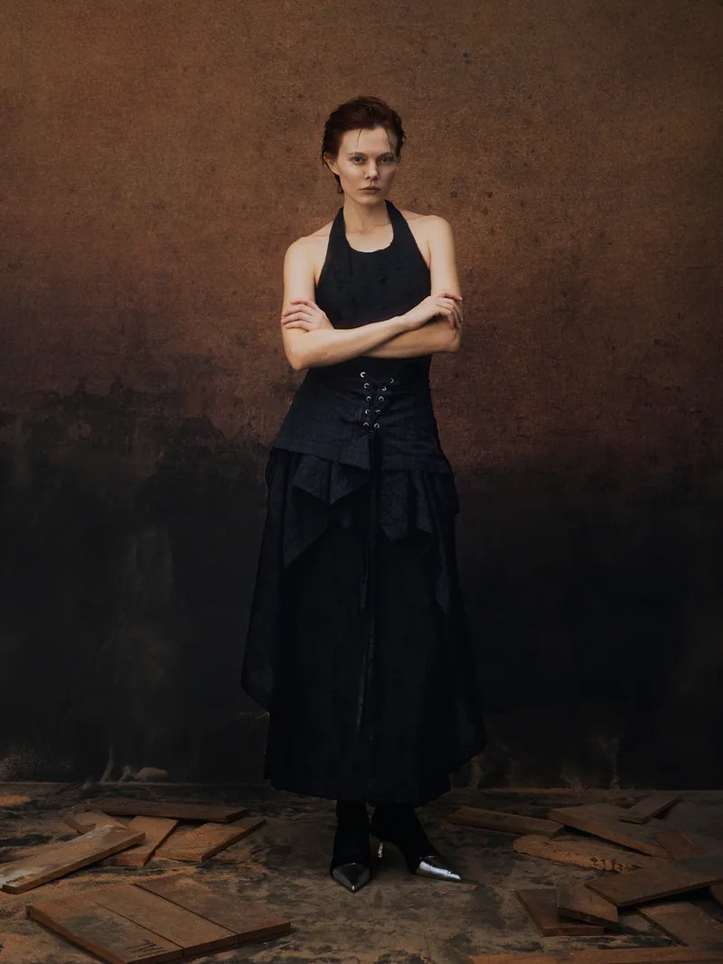 Enclave｜Two-Piece Slim Fit “Wierd” Long Dress (Black)