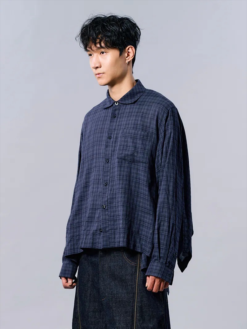 Enclave｜Flat Cut Long-Sleeves “Drift” Shirt (Blue)