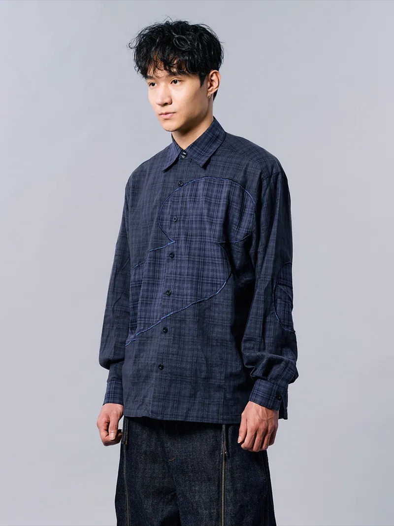 Enclave｜Loose Fit Long-Sleeves “Coverd” Shirt (Blue)