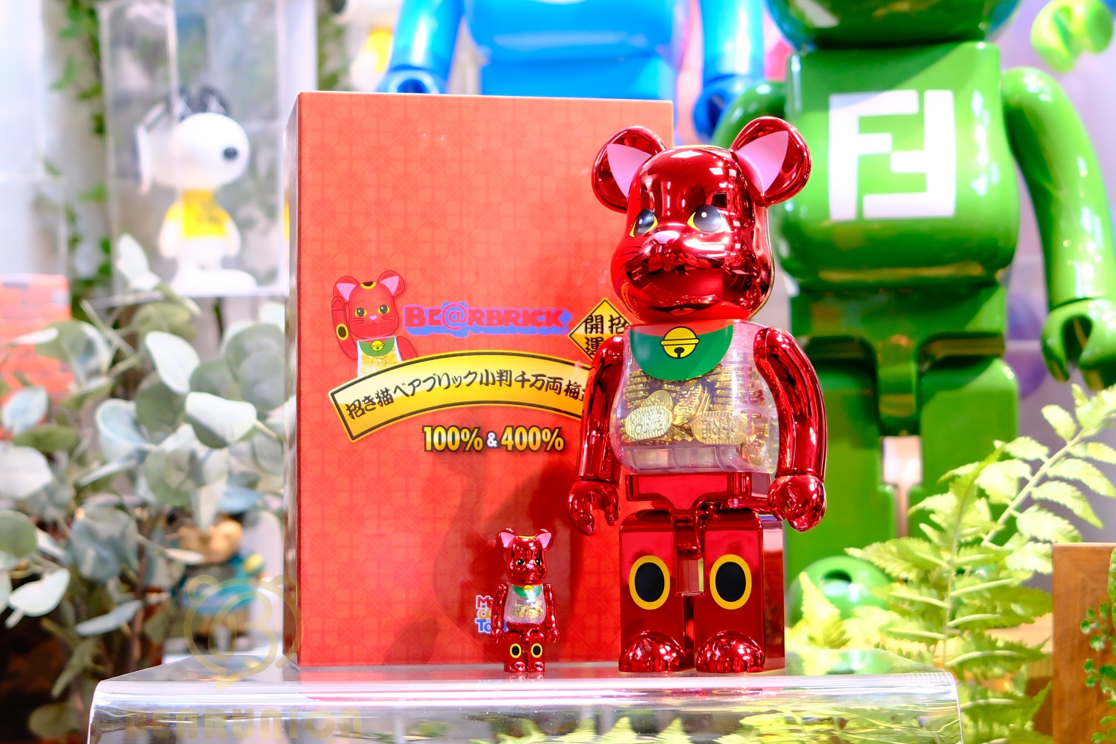 🥇In Stock🥇Bearbrick400% 100% 招き猫 小判 千万両 梅金メッキ
