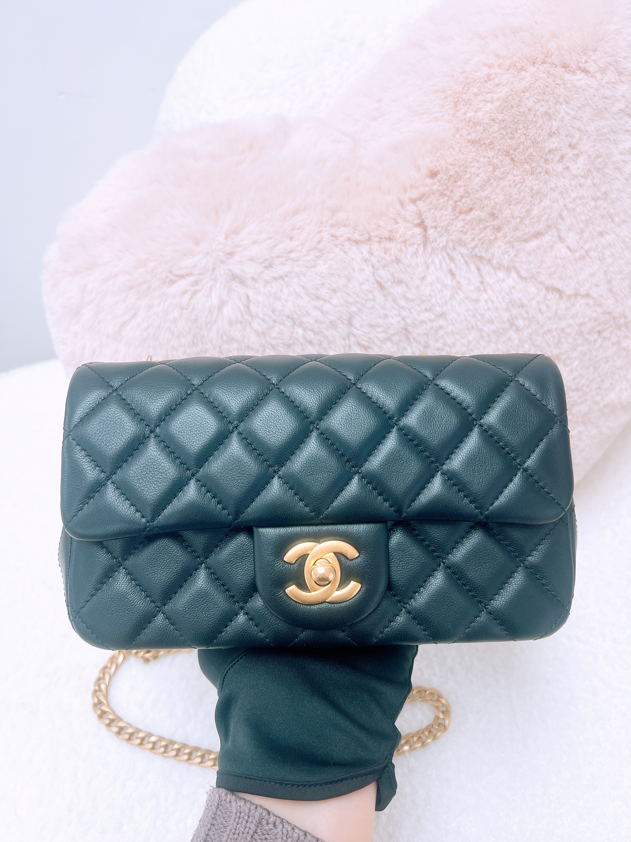 Chanel mini classic flap cf 20 with camellia chain (black GHW)