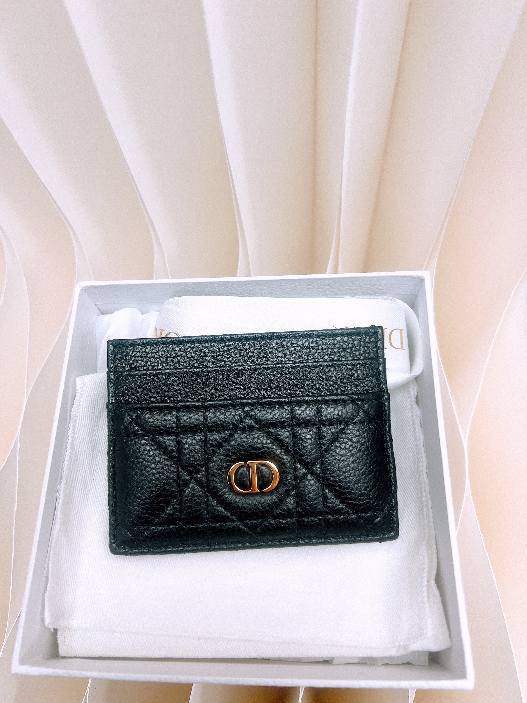 Dior caro card holder black