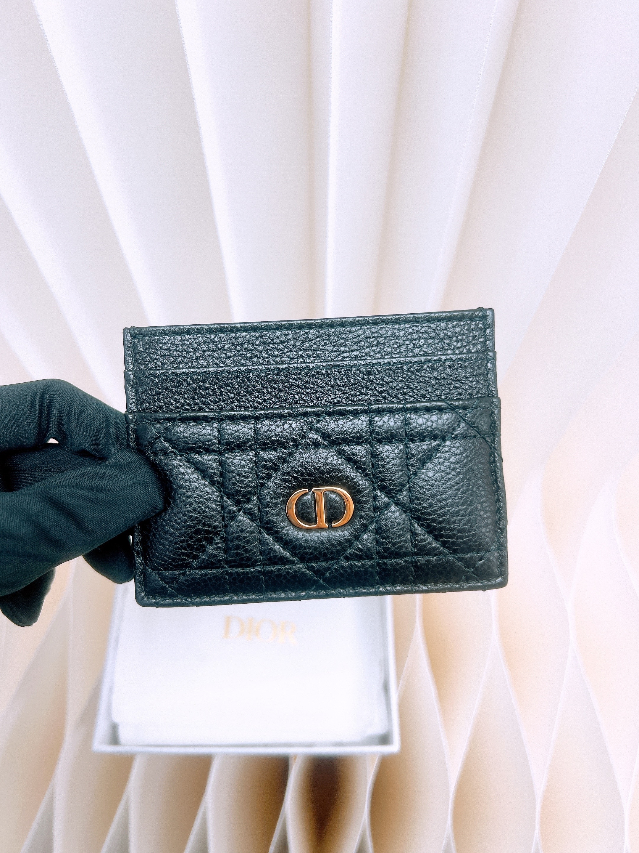 Dior caro card holder black