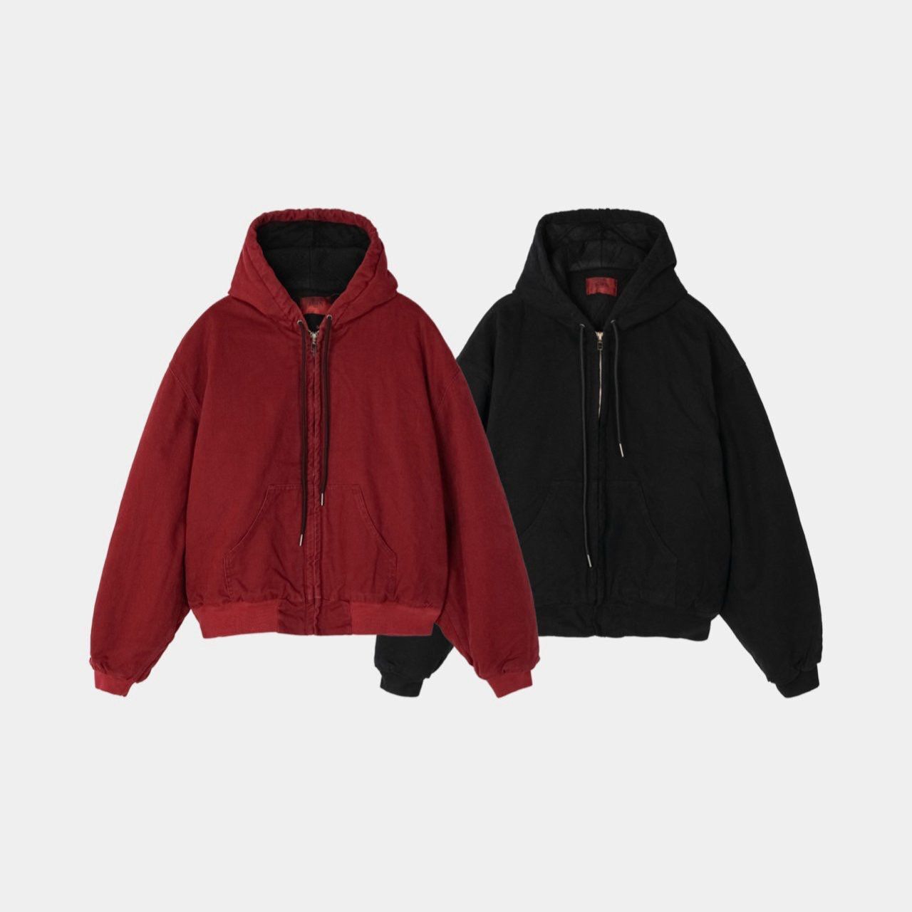 淨色連帽拉鍊外套(薄夾棉) EDEN-026JK