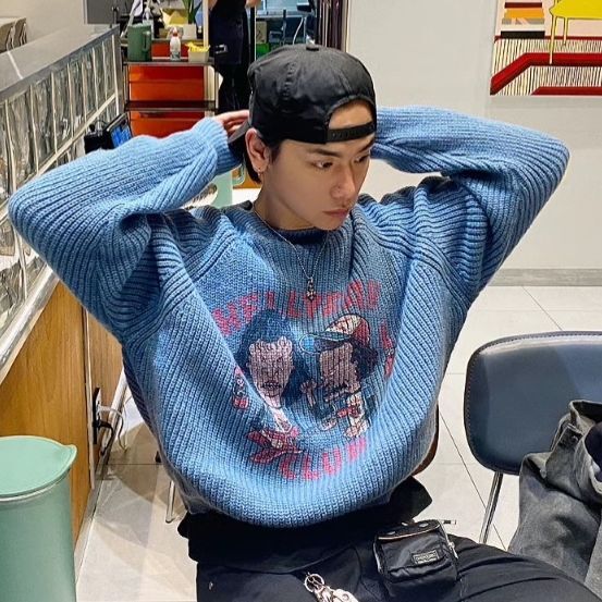 英文字圖案針織衫 EDEN-029T