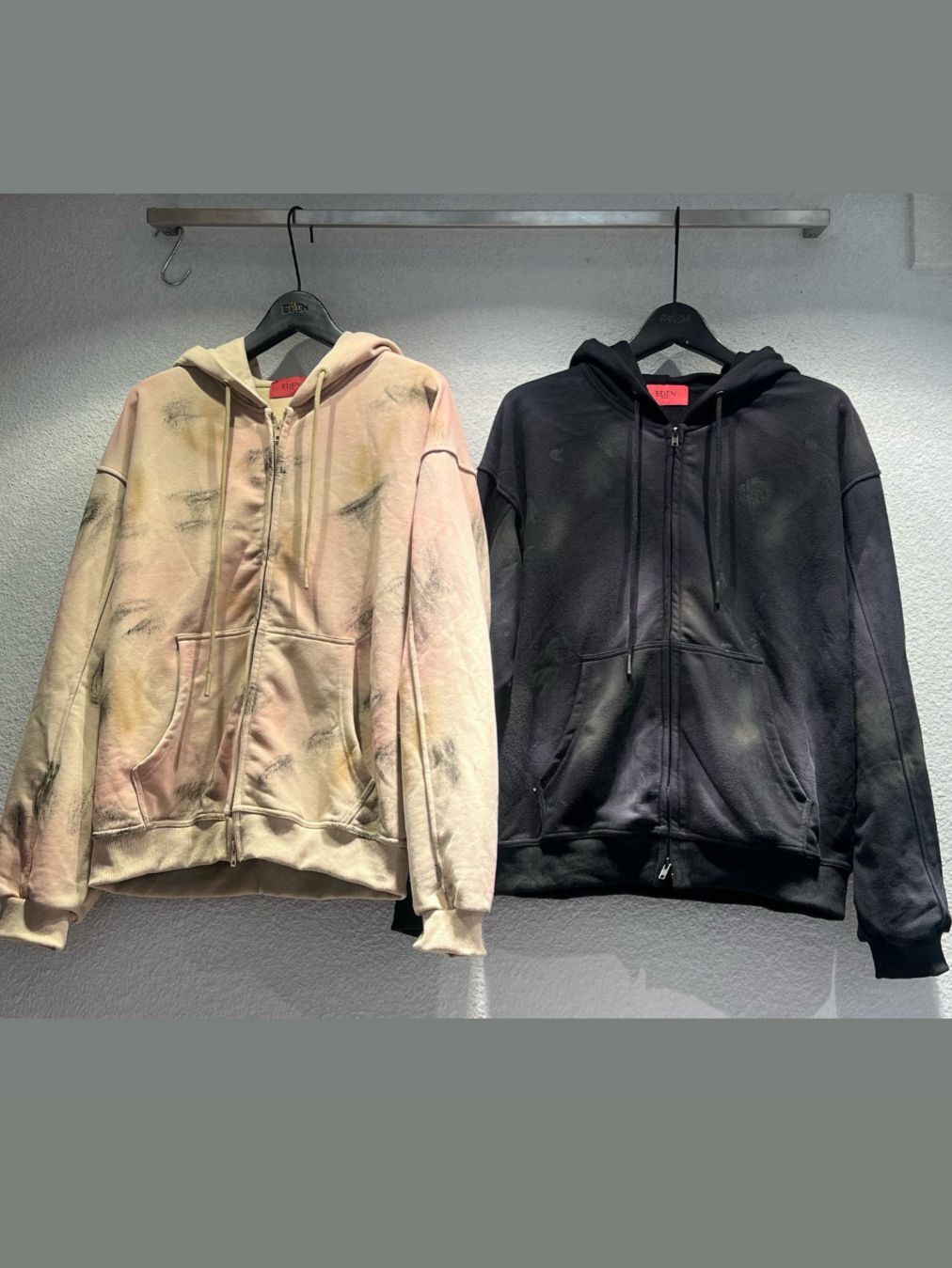 仿污連帽拉鍊外套 EDEN-032JK