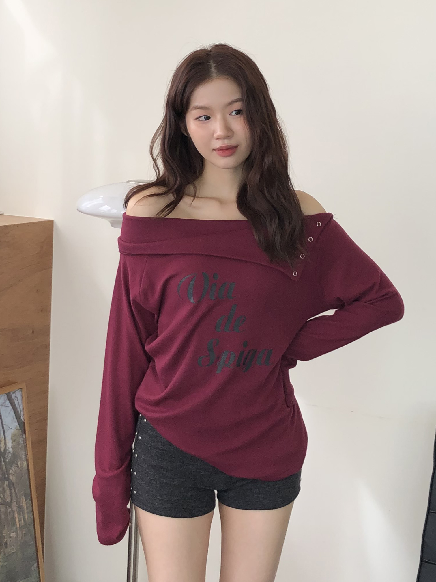 Lettering Snap Tee #上衣