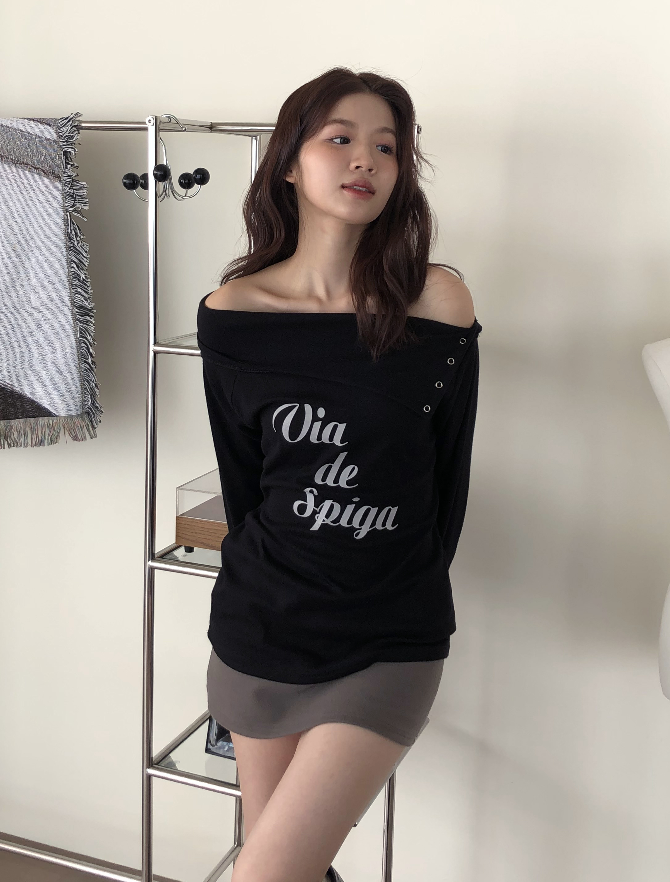 Lettering Snap Tee #上衣