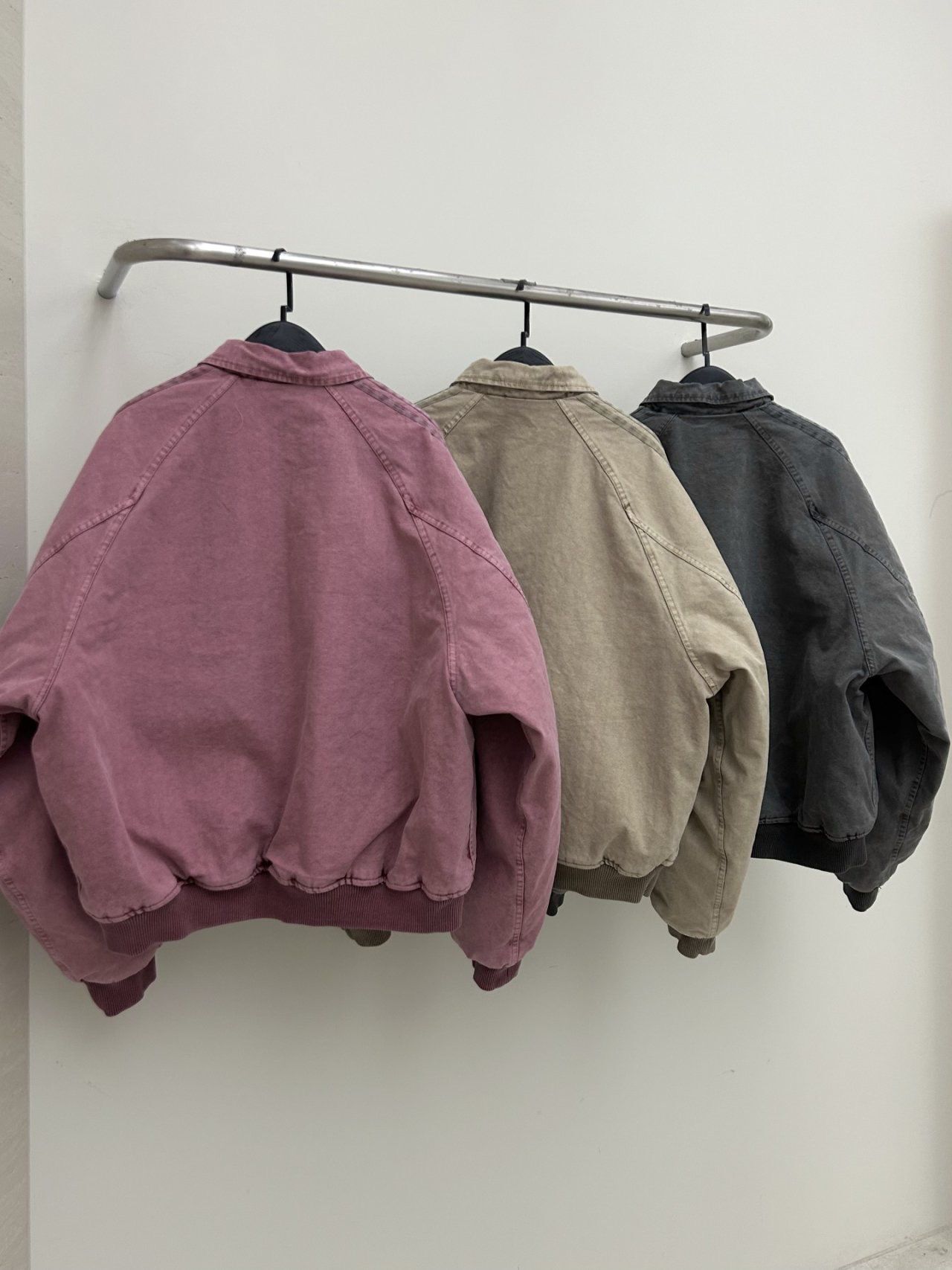 洗水三間反領拉鍊外套(薄夾棉) Hestory-113JK