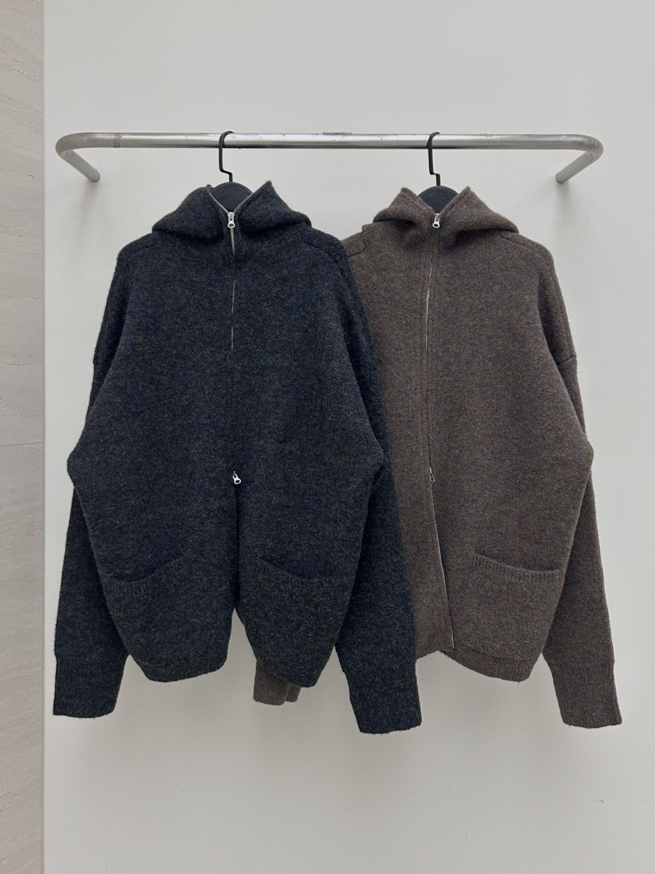 淨色連帽拉鍊針織外套 Hestory-114JK