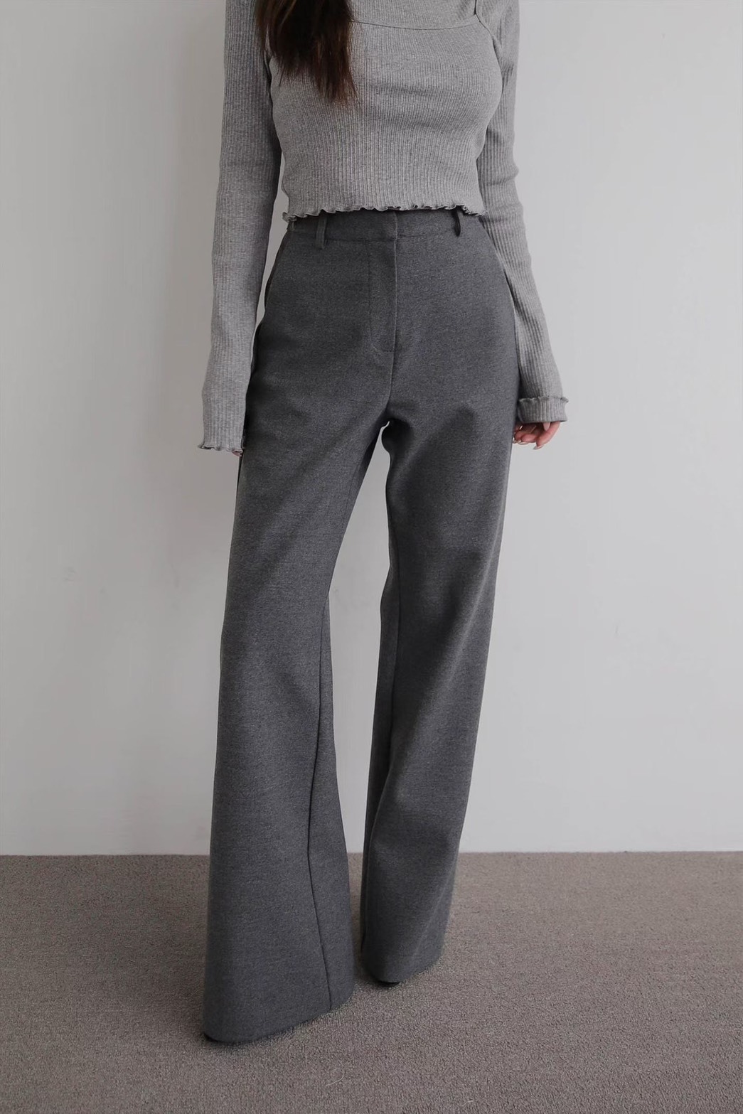 後鬆緊長腿西裝長褲