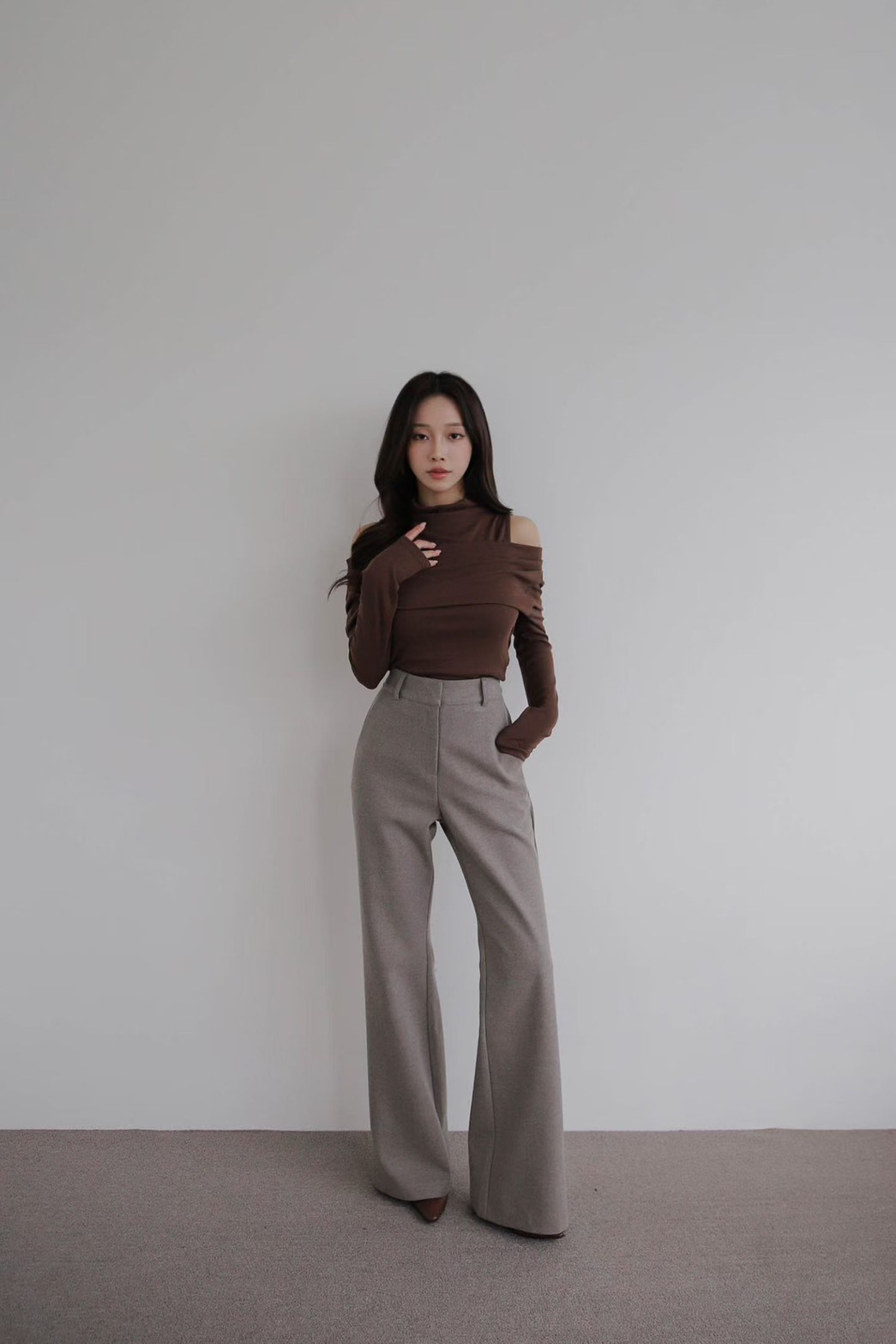 後鬆緊長腿西裝長褲