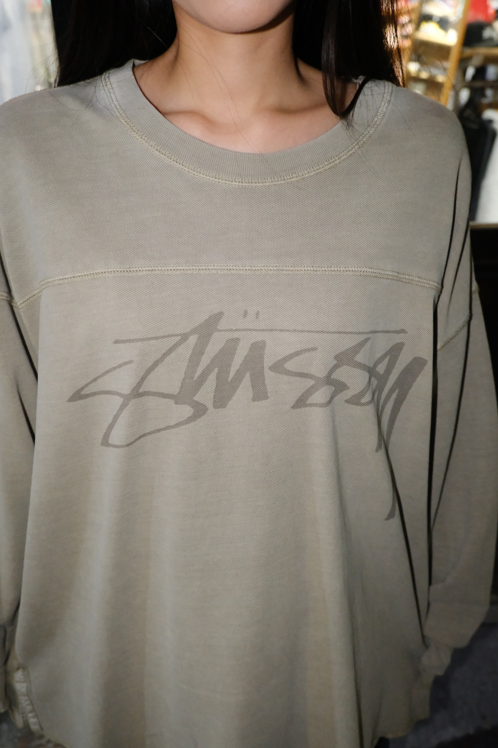 1140352 Stussy  Football Crewpig Dyed 反車線長tee