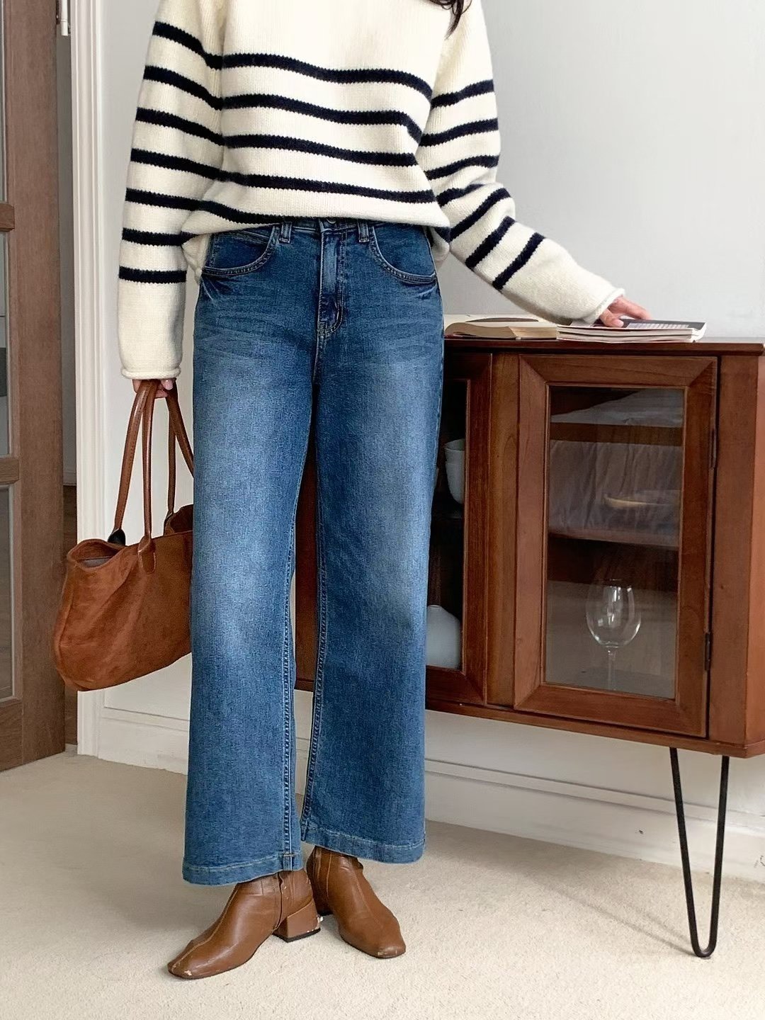 2677愛心印內加絨牛仔長褲