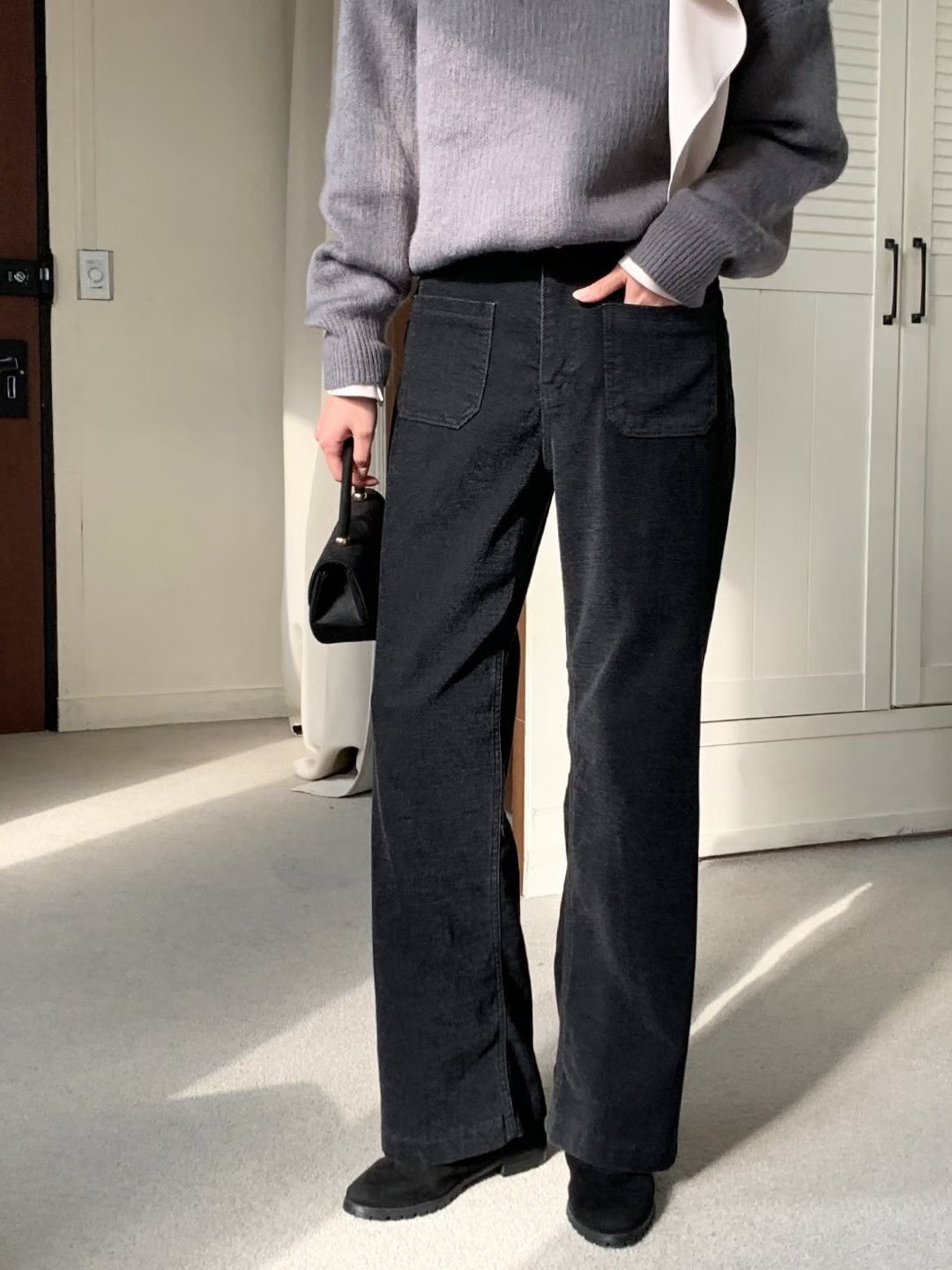 2681平口袋內加絨牛仔彈性長褲