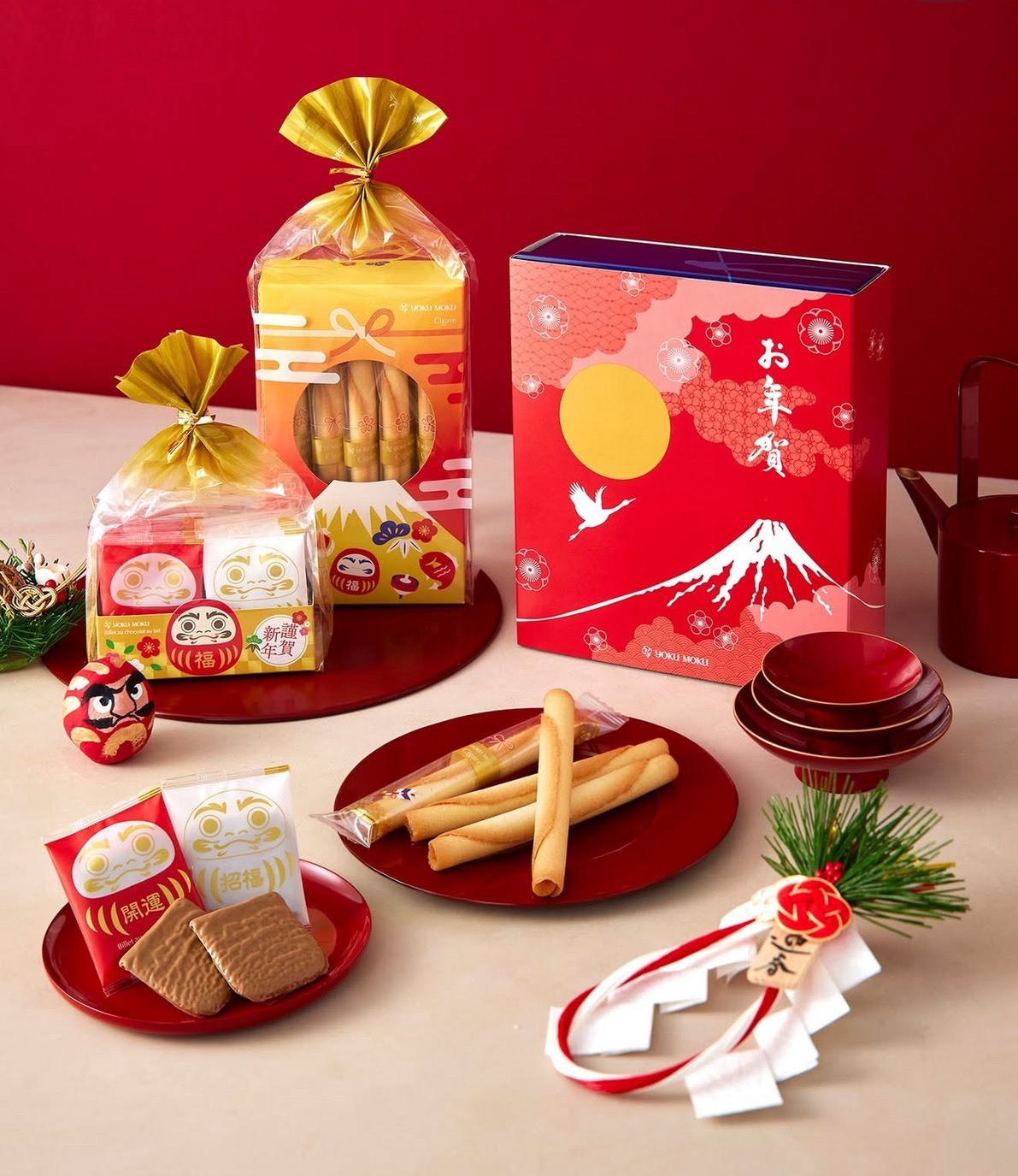 (預購商品) 日本 YokuMoku お年賀限定包裝 雪茄蛋捲鐵盒 20入(附提袋)