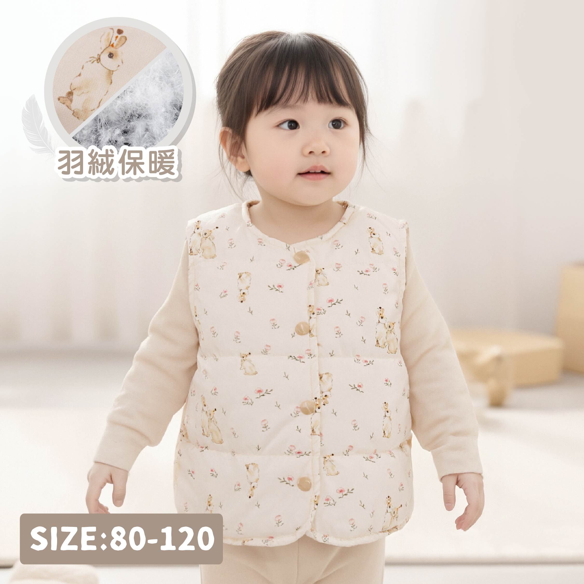 【H55755】兔兔小花園羽絨背心