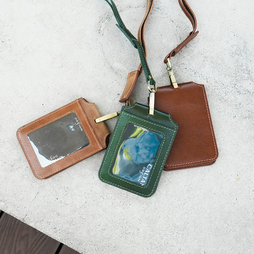 可拆式掛脖真皮繩識別證件套-三色(075029)