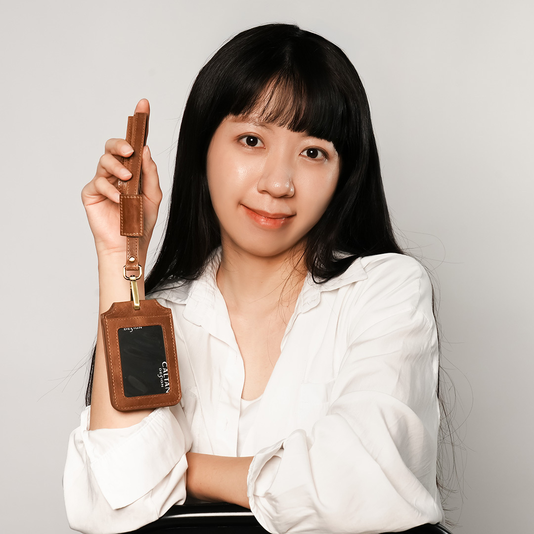 可拆式掛脖真皮繩識別證件套-三色(075029)