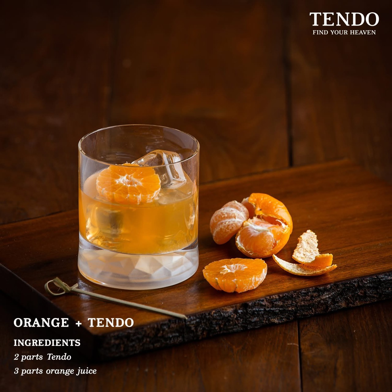 天道 TENDO 威士忌調酒推薦：Orange + Tendo 搭配新鮮柑橘切片的清爽喝法