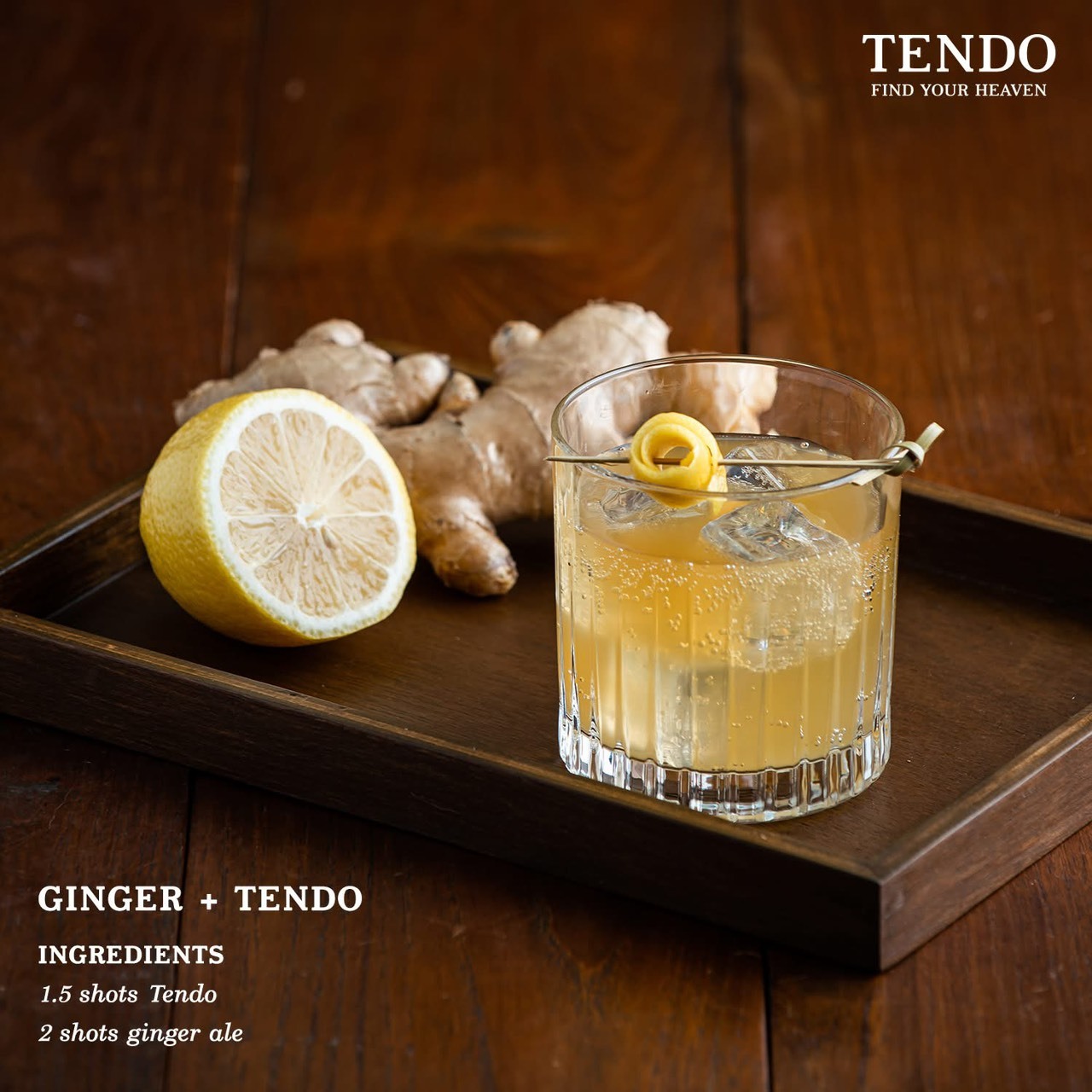 天道 TENDO 威士忌調酒推薦：Ginger + Tendo 搭配薑汁與檸檬的獨特風味喝法