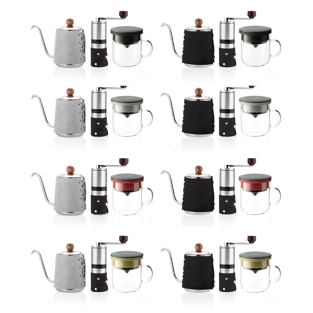 (預購4月底出貨)PO: 丹麥手沖咖啡三件組(咖啡壺-共2色/玻璃杯350ml-共4色/不銹鋼磨芯咖啡磨2.0)