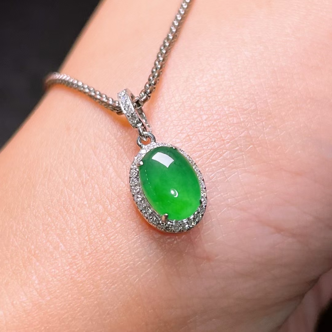 翡翠鴿子蛋吊墜,天然翡翠A玉, 緬甸玉, Jade, Jadeite