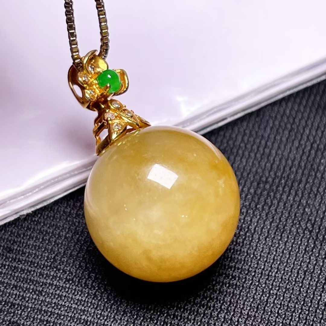 翡翠圓珠吊墜 (15.6mm直徑),天然翡翠A玉, 緬甸玉, Jade, Jadeite
