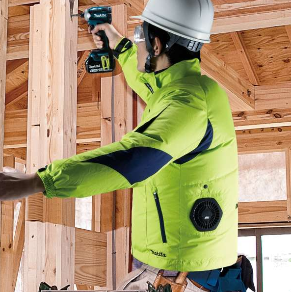 "MAKITA" 牧田牌充電式雙風扇外套(熒光黃色)(鋰18V/12V)(淨機)