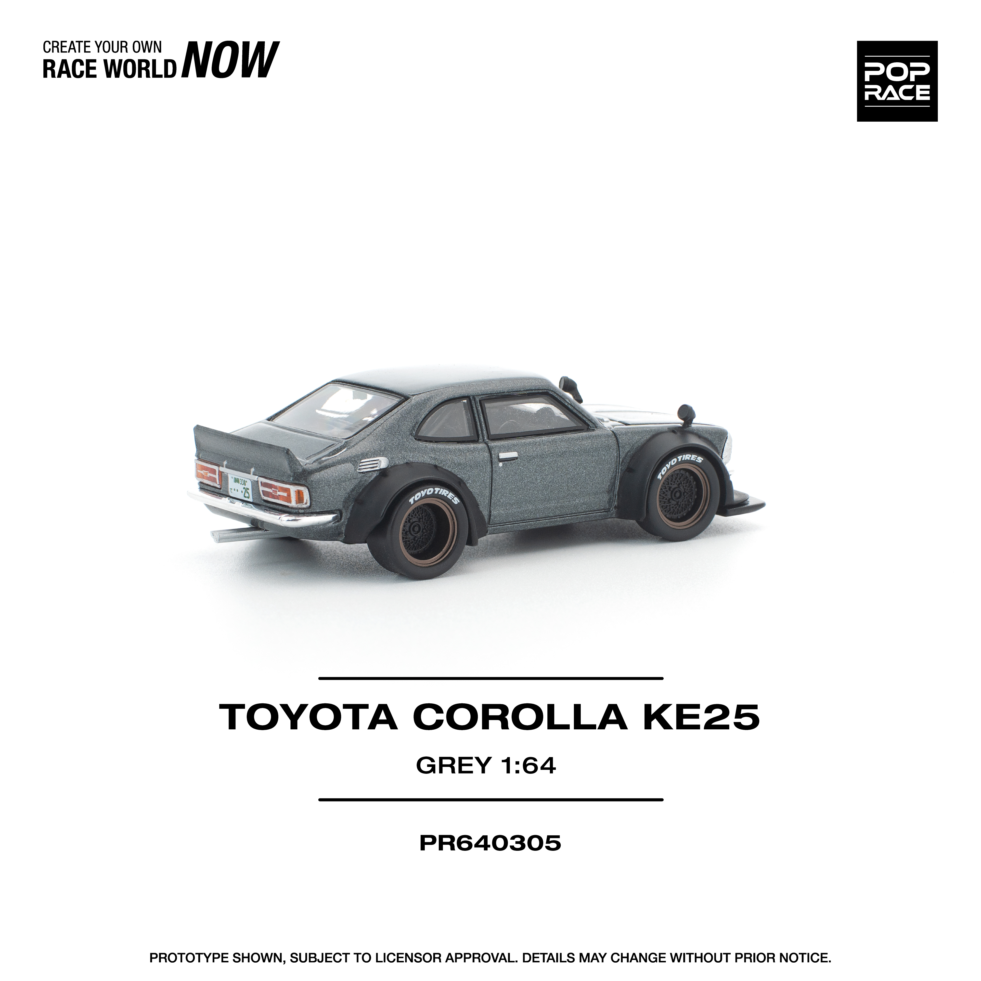 [預訂] POPRACE 1/64 TOYOTA COROLLA KE 25 MATTE GREY
