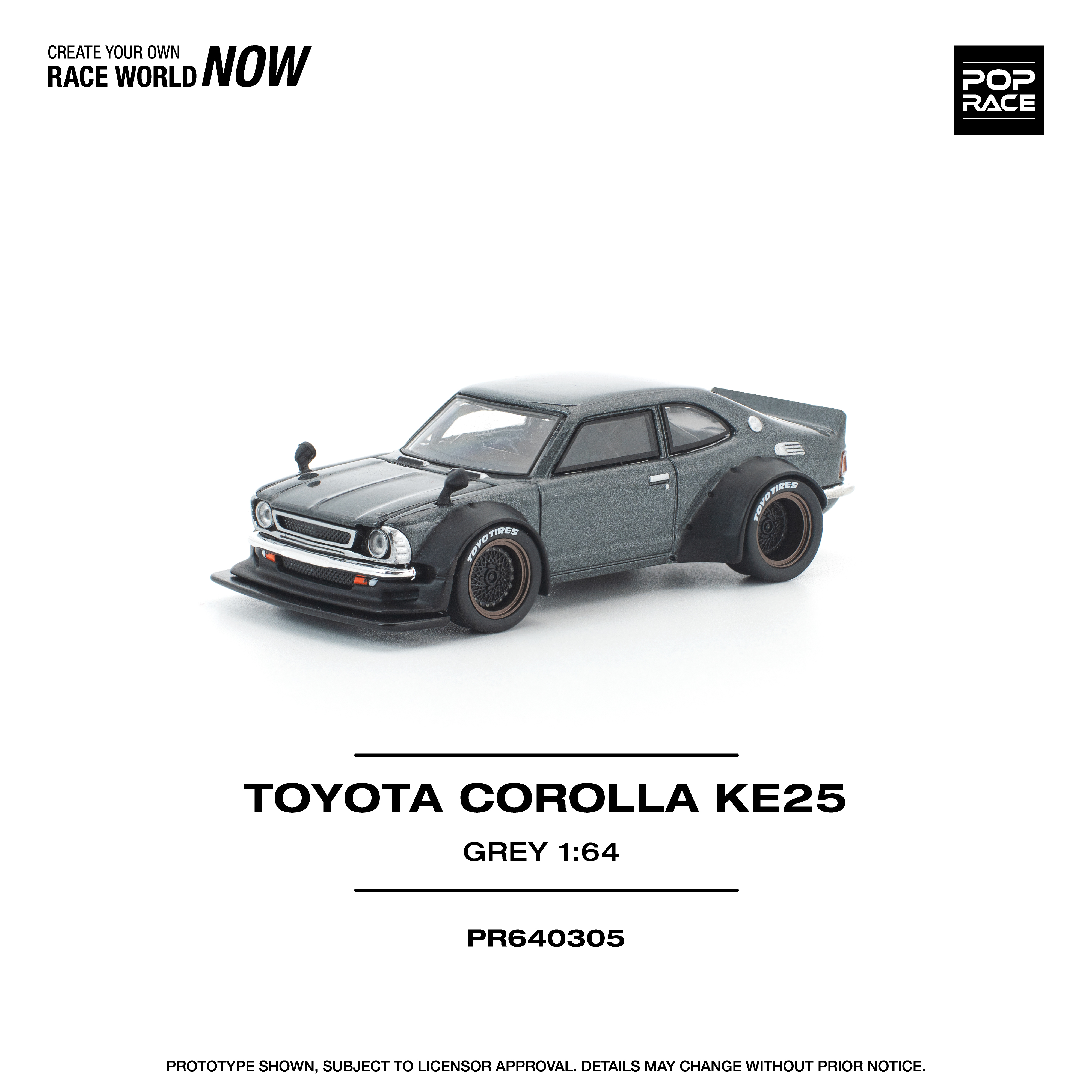 [預訂] POPRACE 1/64 TOYOTA COROLLA KE 25 MATTE GREY