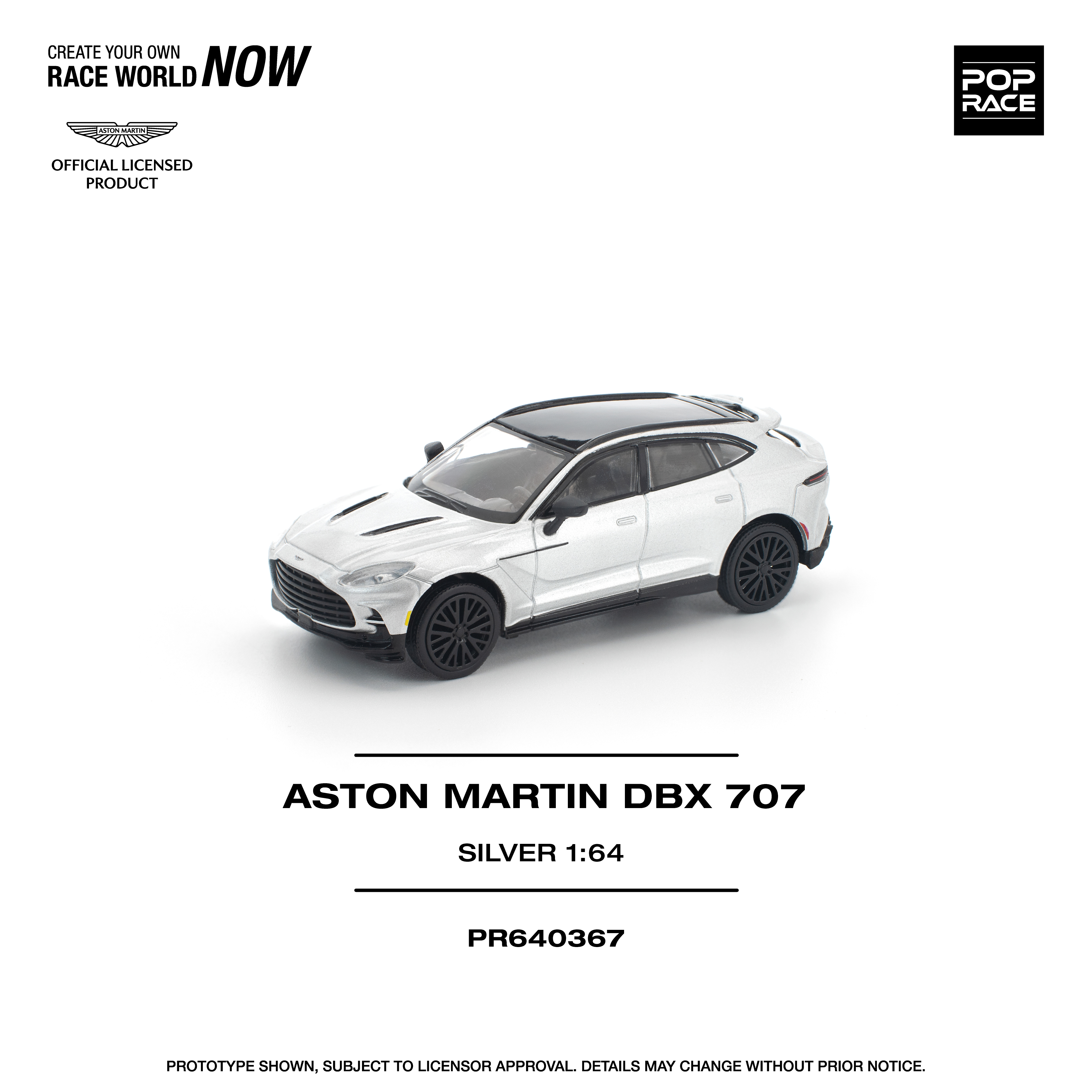 [預訂] POPRACE 1/64 ASTON MARTIN DBX 707 SILVER