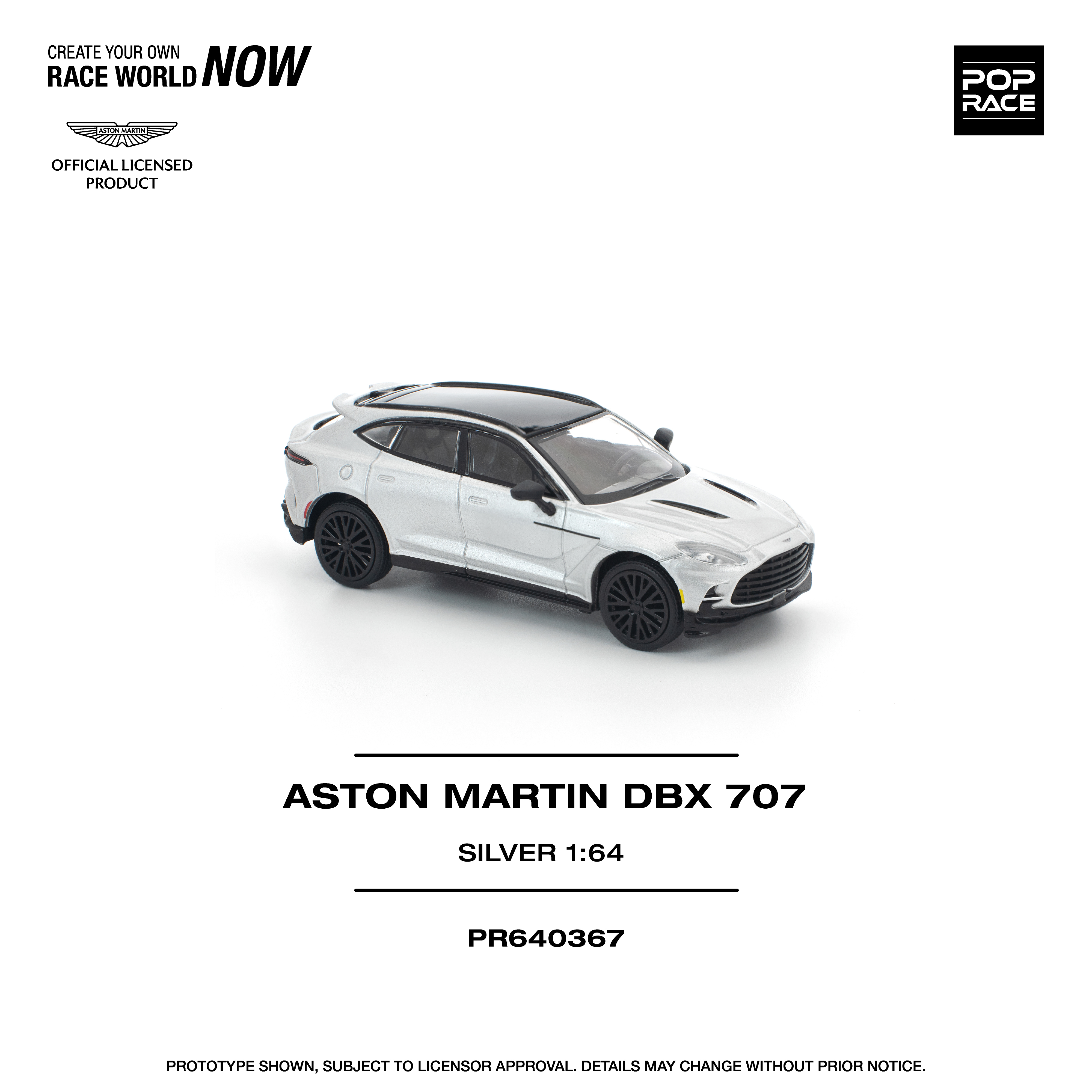 [預訂] POPRACE 1/64 ASTON MARTIN DBX 707 SILVER