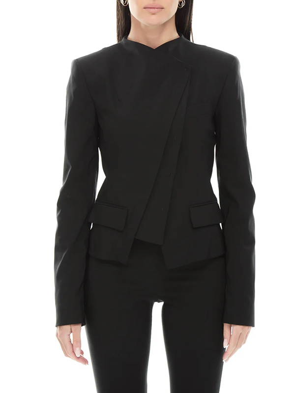 MALLONI MLO 斜釦造型外套(黑)