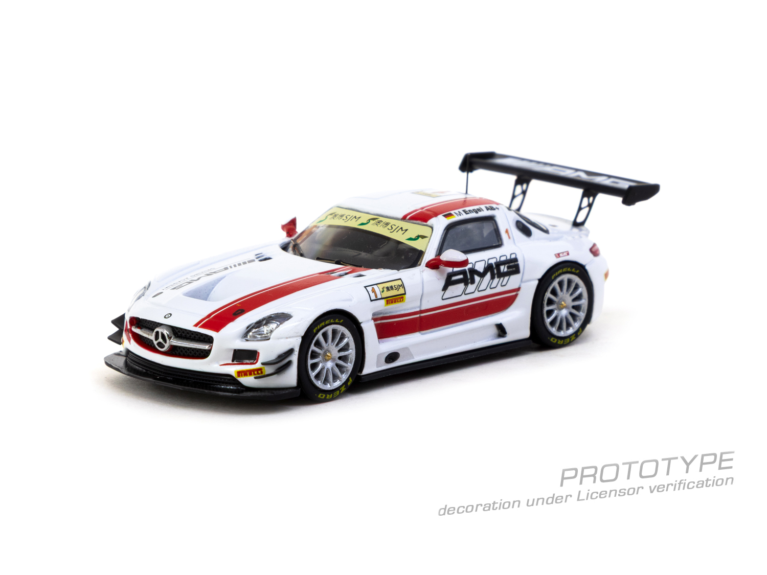 [預訂] Tarmac Works 平治 SLS AMG GT3 澳門 GT 盃 - FIA GT 世界盃 2015 冠軍 Maro Engel 模型車+ Trading Cards Combo Set