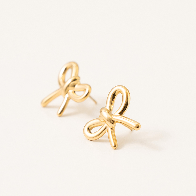 miramira純映｜貼耳蝴蝶結耳環D2424-金43060