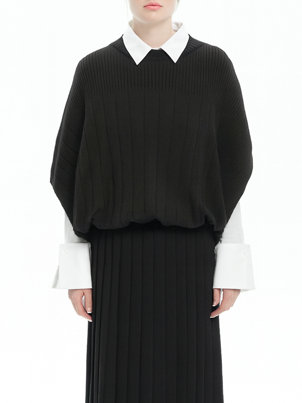 MALLONI 羅紋針織高領短袖上衣