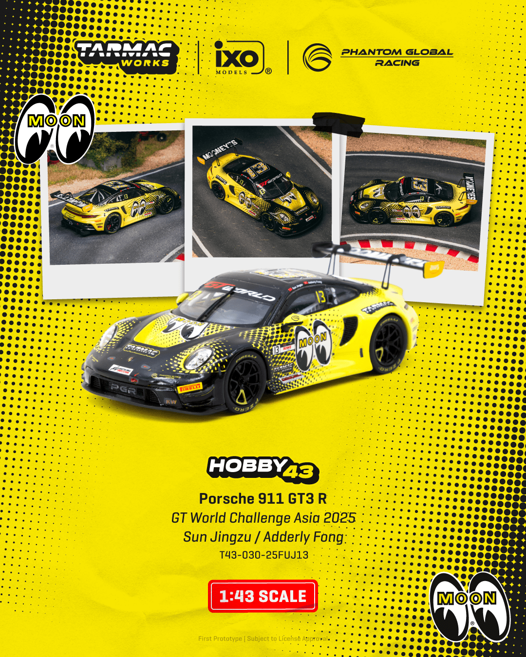 [預訂] Tarmac Works 保時捷 911 GT3 R GT World Challenge Asia 2025 Phantom Global Racing 孫競祖／方駿宇