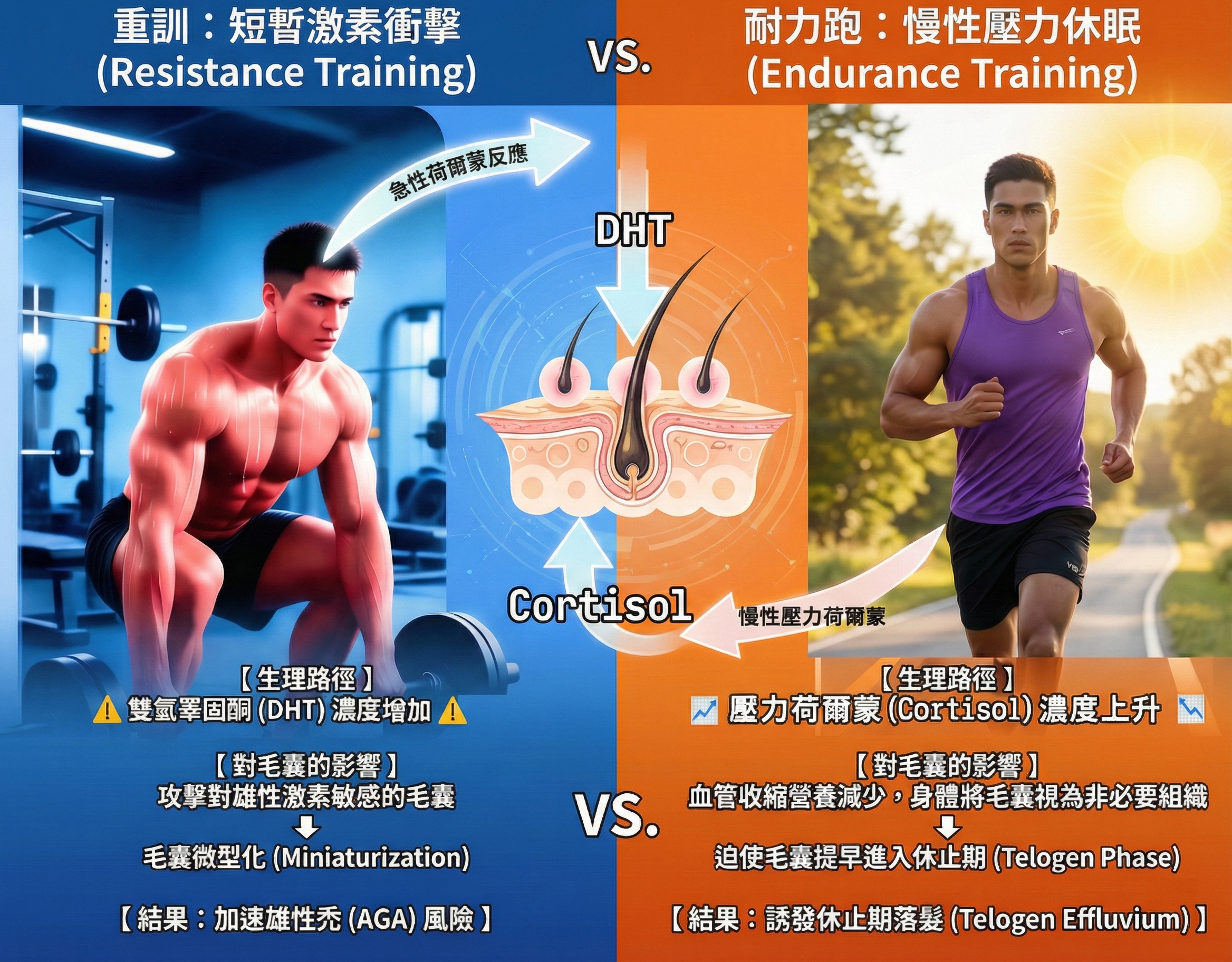 重訓與有氧，對毛囊的攻擊大不同