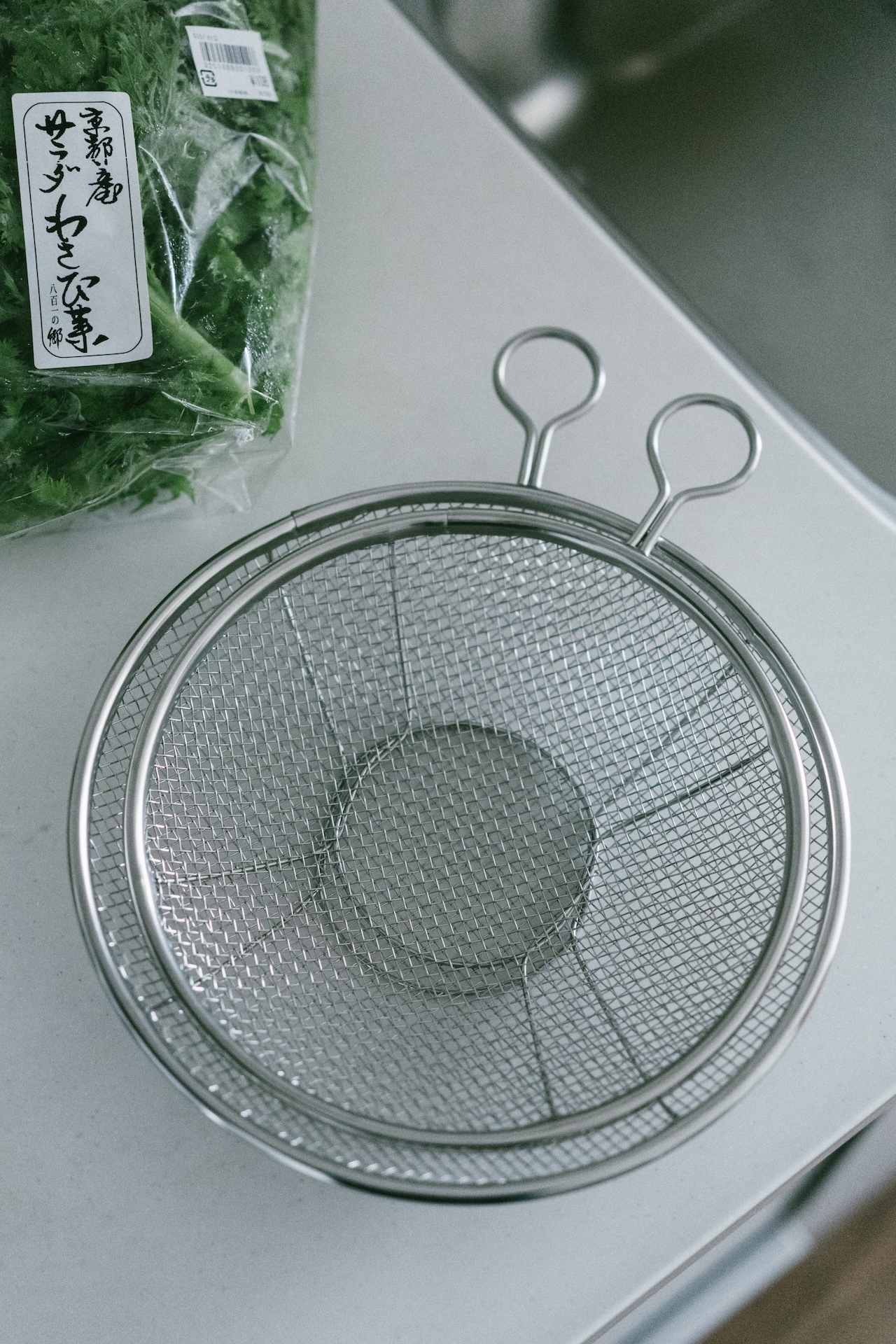kankuma燕三条日本製18-8不鏽鋼把手淺型網籃盤