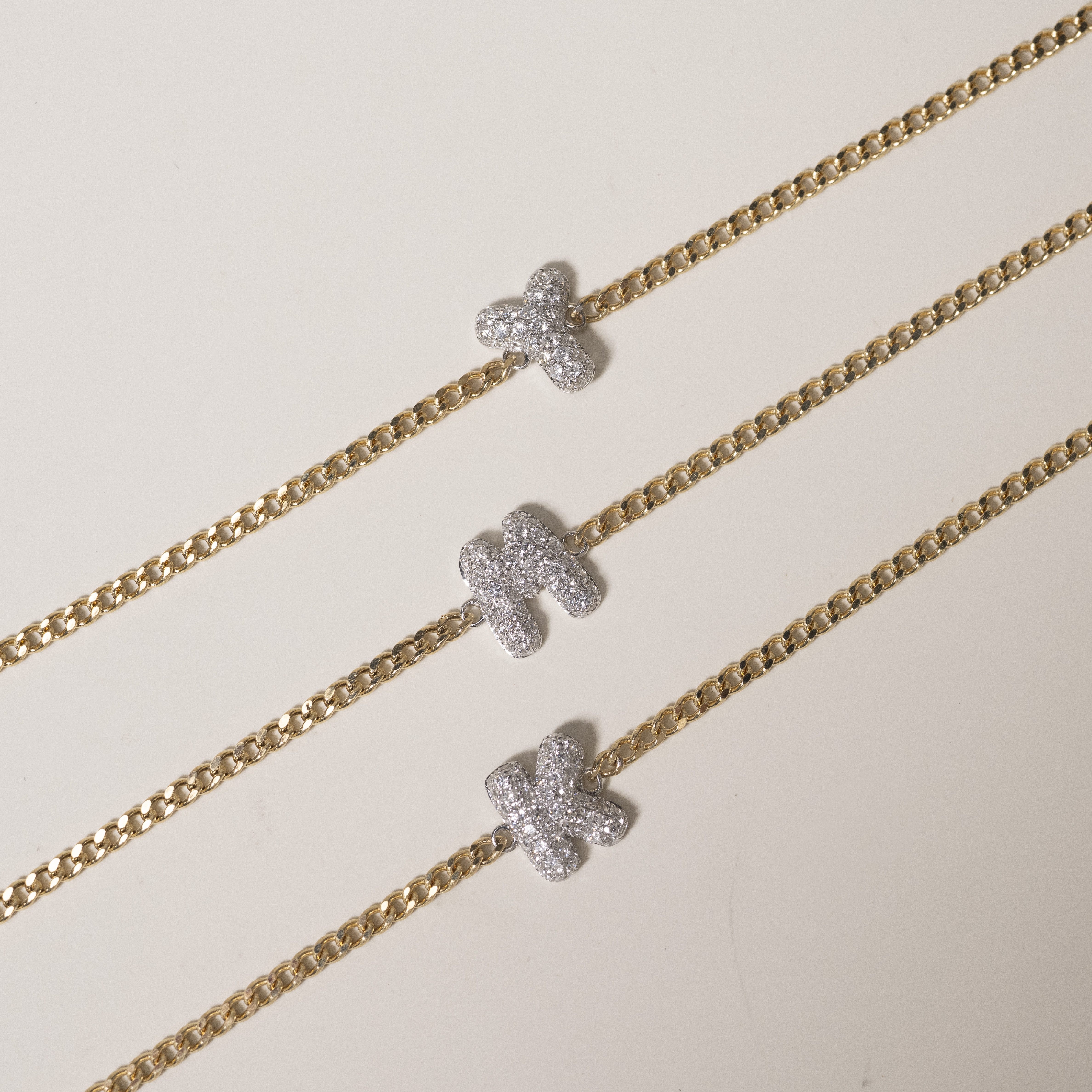 18K Bubble Letter Diamond Bracelet