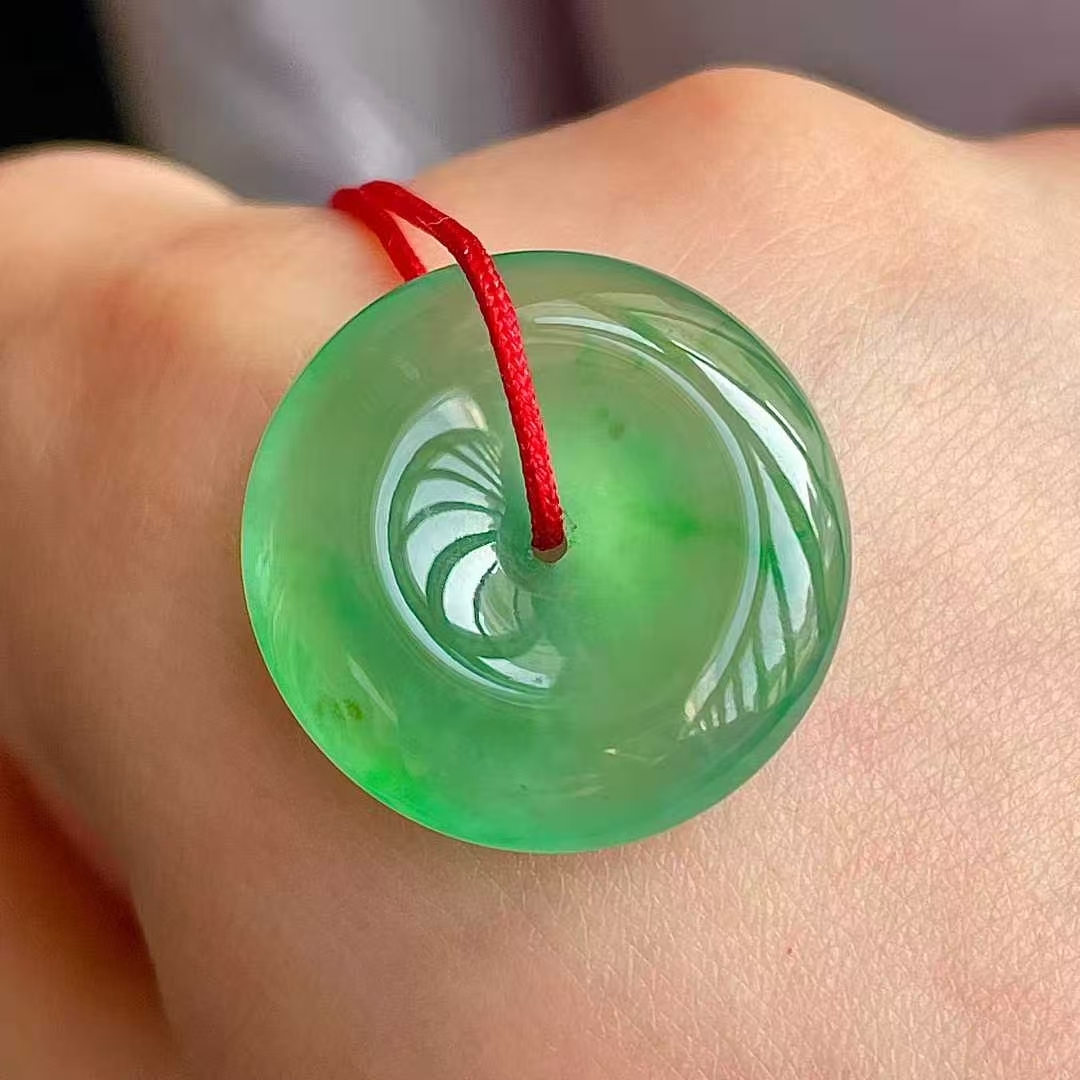 1225551 翡翠高冰木那綠平安扣吊墜 (20.6mm直徑)