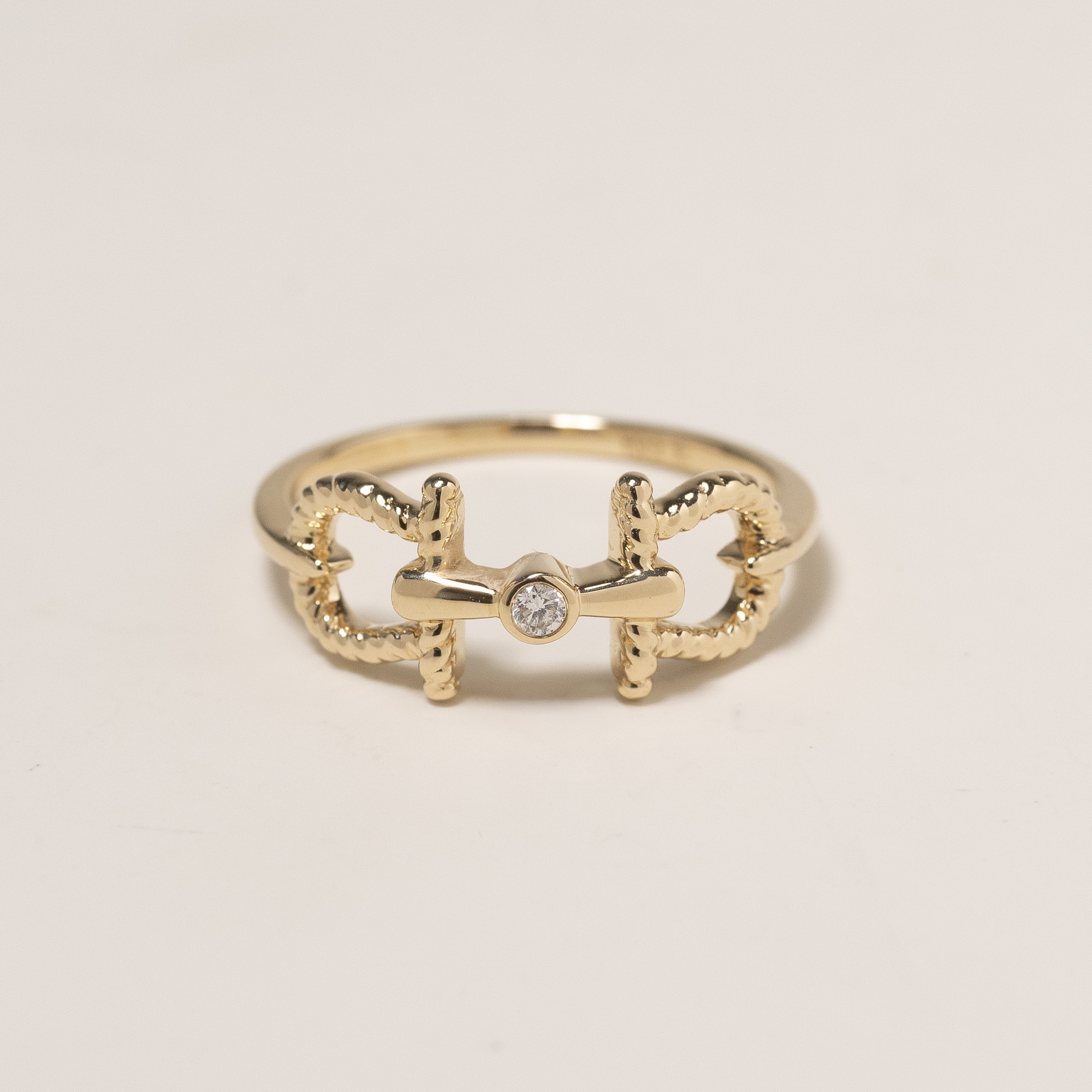 18K Double Saddle Diamond Ring