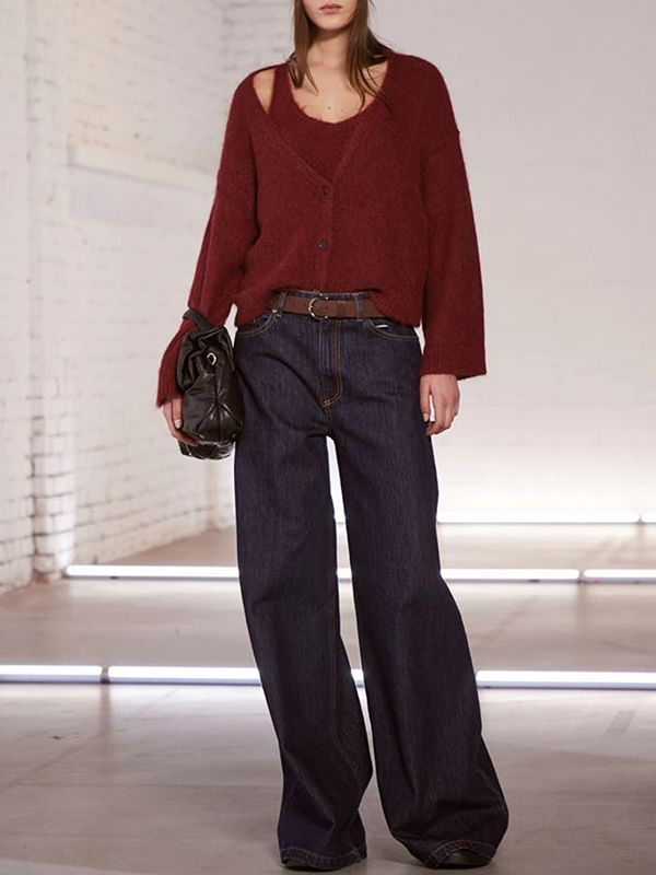 Antonelli Firenze V領排扣罩衫(酒紅)