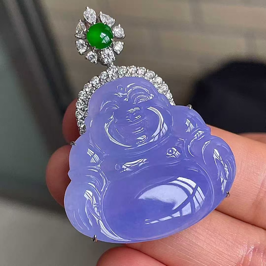 1225552 翡翠冰紫羅蘭佛公吊墜