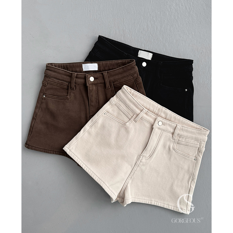 G5221 「不顯假跨寬刷毛彈力牛仔褲」